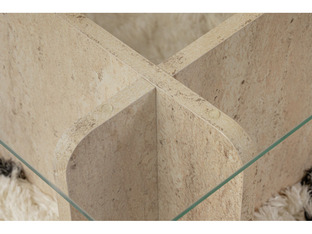 Mesa baja de madera "Flavio" - 105 x 65 x 30 cm - Travertino