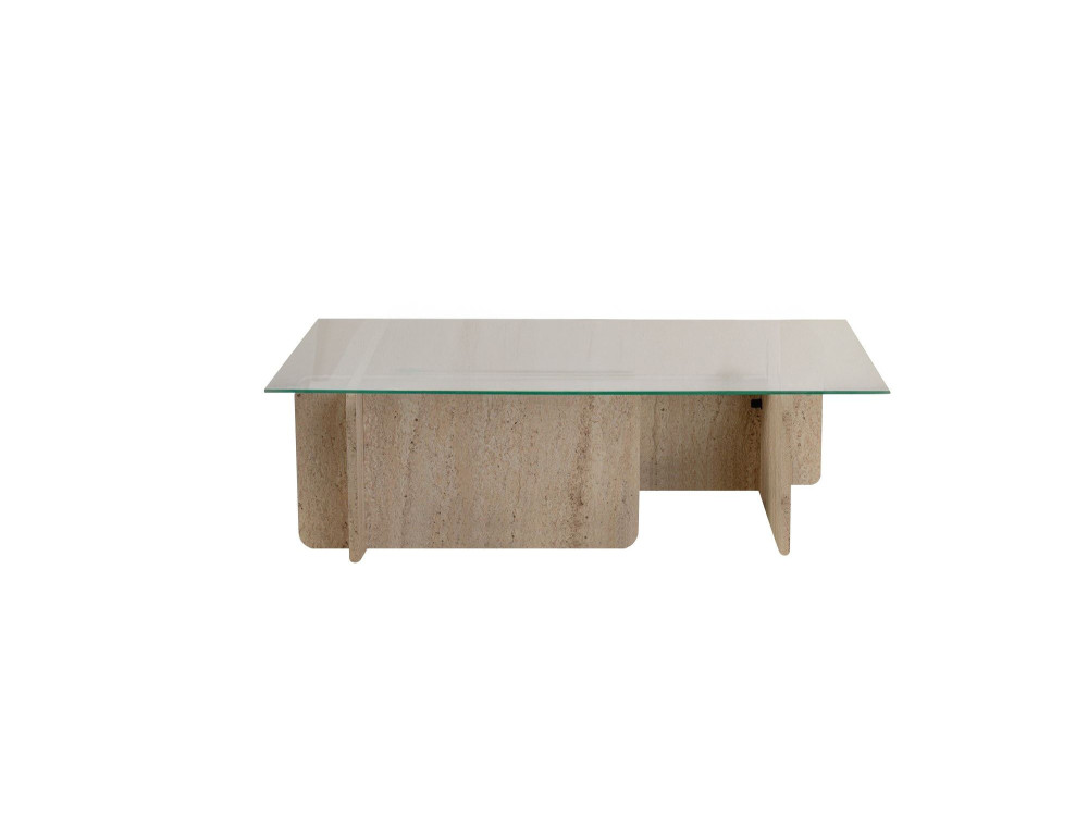 Mesa baja de madera "Flavio" - 105 x 65 x 30 cm - Travertino