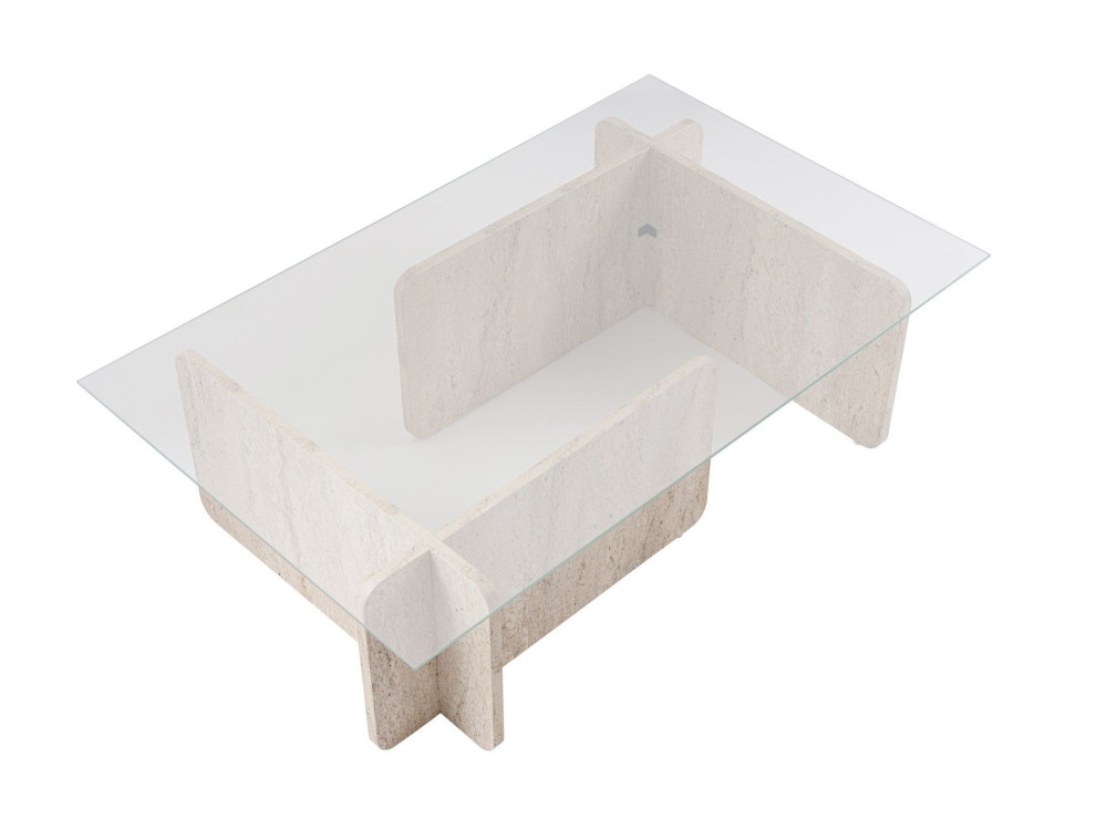 Mesa baja de madera "Flavio" - 105 x 65 x 30 cm - Travertino