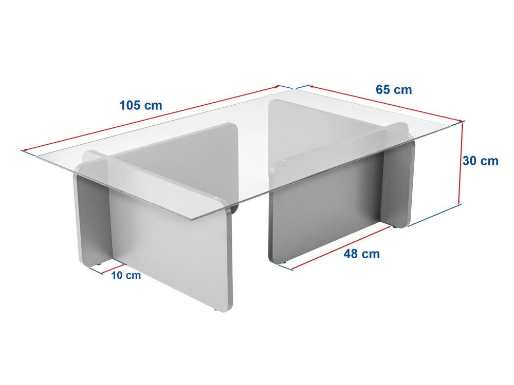 Mesa baja de madera "Flavio" - 105 x 65 x 30 cm - Travertino