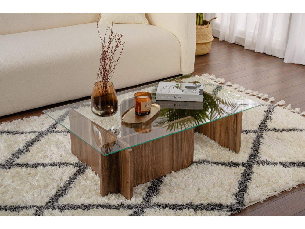 Mesa baja de madera "Flavio" - 105 x 65 x 30 cm - Nogal