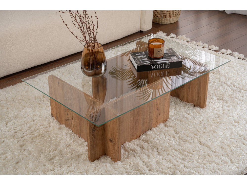 Mesa baja de madera "Flavio" - 105 x 65 x 30 cm - Pino Atlántico