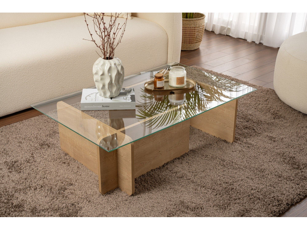 Mesa baja de madera "Flavio" - 105 x 65 x 30 cm - Roble