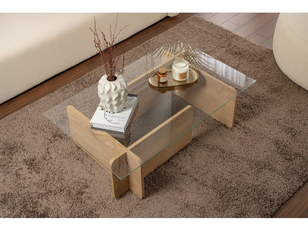 Mesa baja de madera "Flavio" - 105 x 65 x 30 cm - Roble
