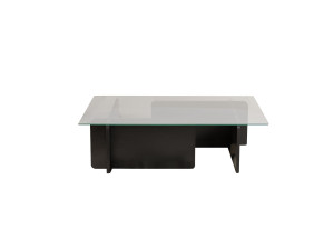 Mesa baja de cristal "Flavio" 105 x 65 x 30 cm - Madera negra