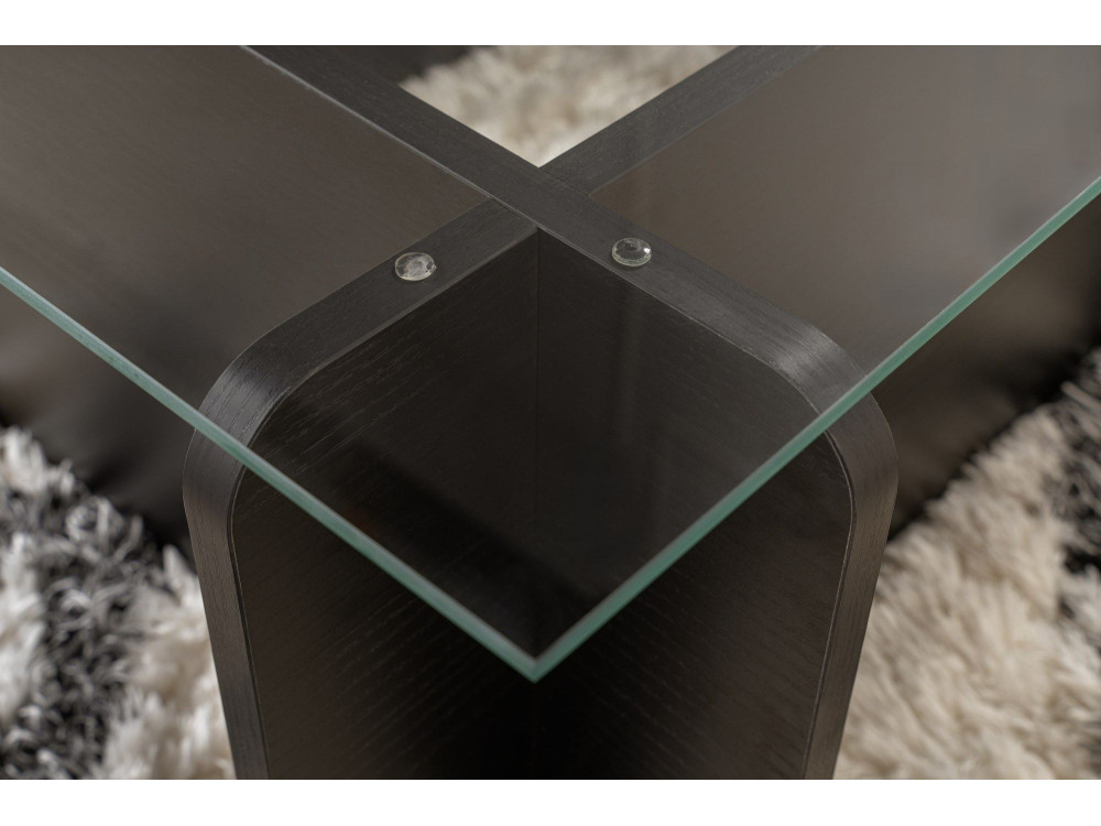 Mesa baja de cristal "Flavio" 105 x 65 x 30 cm - Madera negra