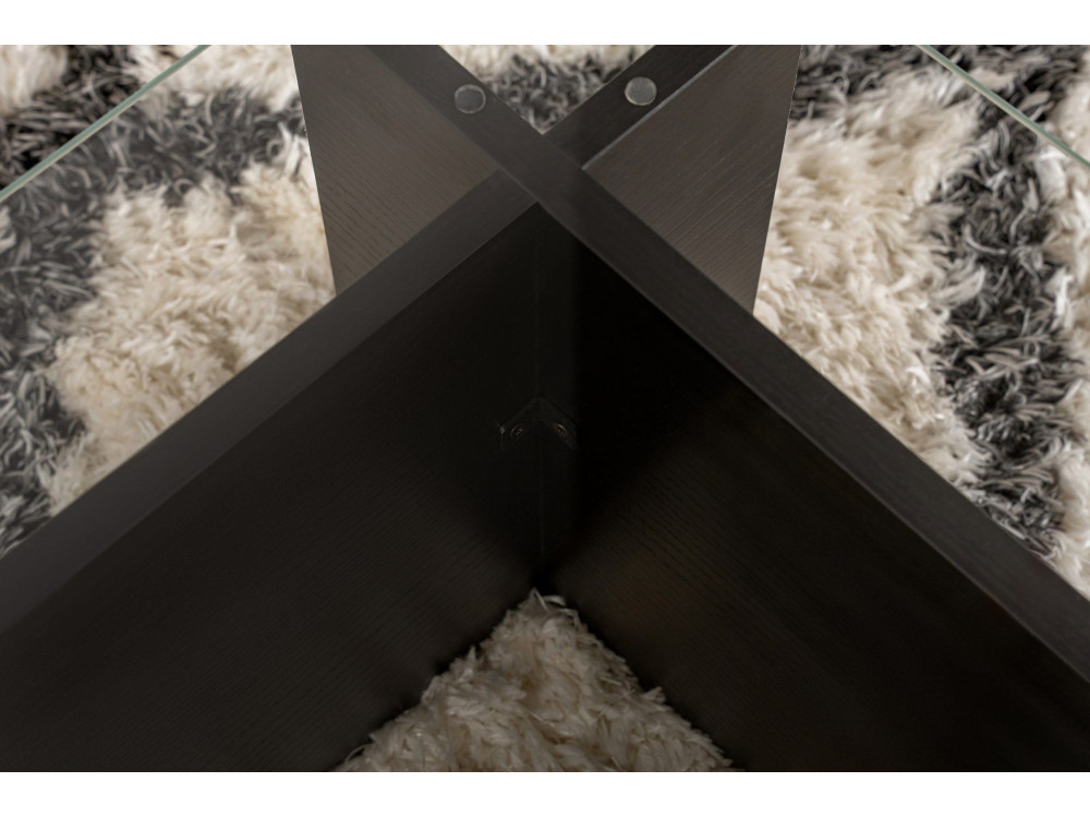 Mesa baja de cristal "Flavio" 105 x 65 x 30 cm - Madera negra