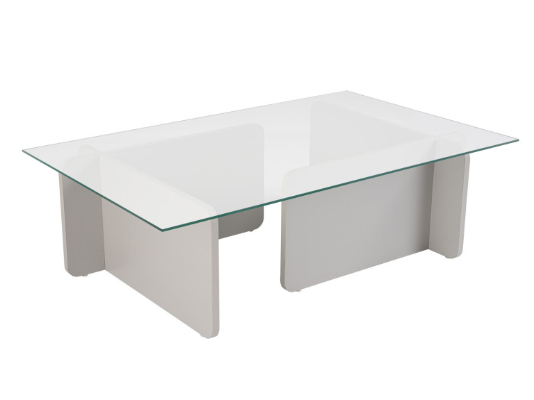 Mesa baja de cristal "Flavio" 105 x 65 x 30 cm - Gris