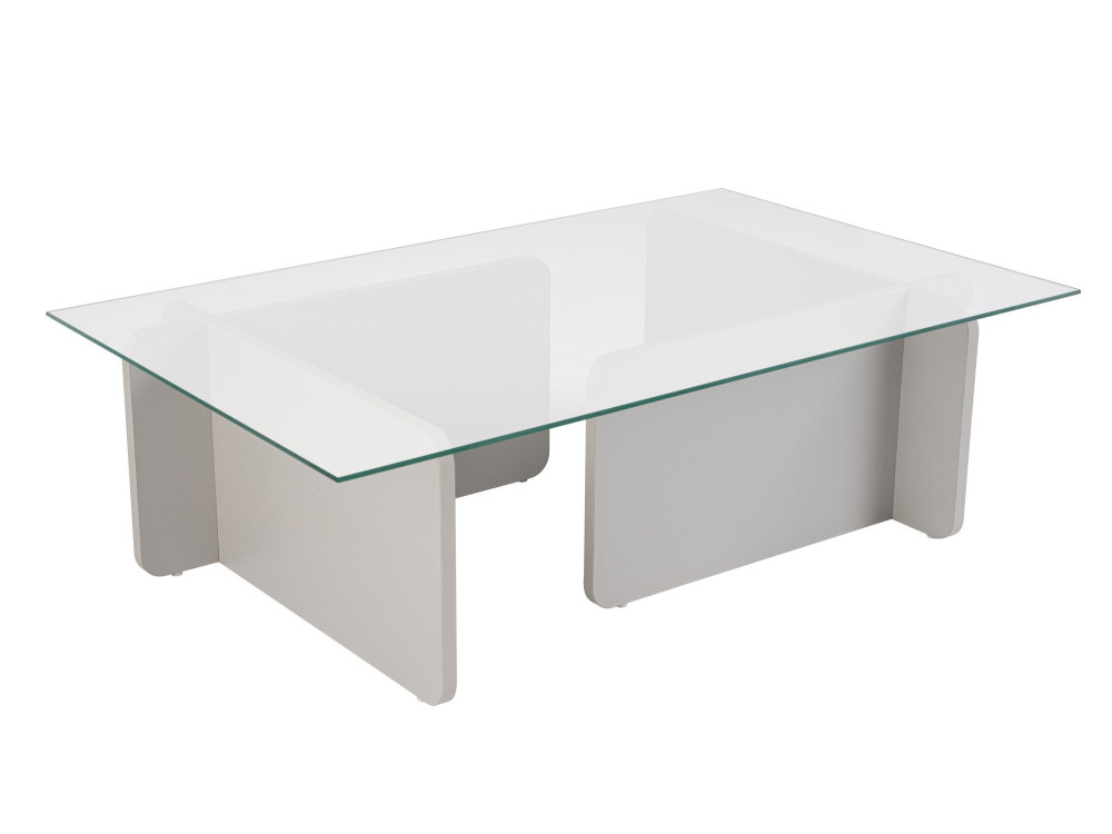 Mesa baja de cristal "Flavio" 105 x 65 x 30 cm - Gris