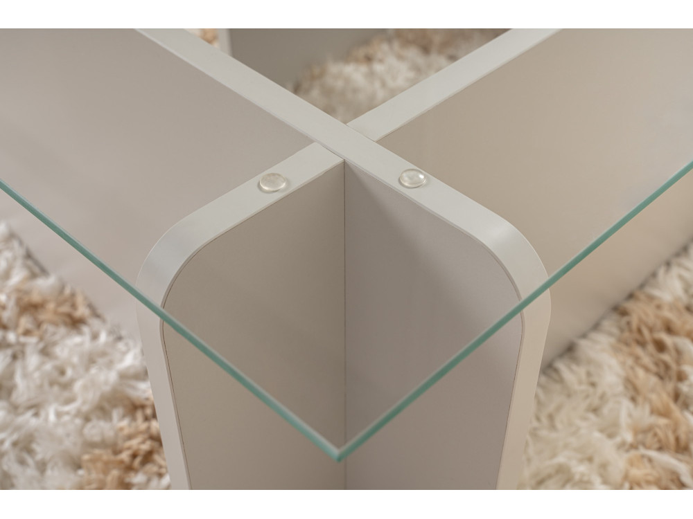 Mesa baja de cristal "Flavio" 105 x 65 x 30 cm - Gris