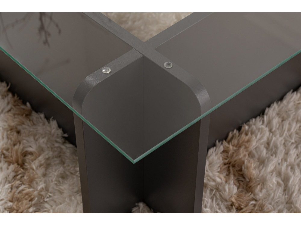 Mesa baja de cristal "Flavio" 105 x 65 x 30 cm - Antracita