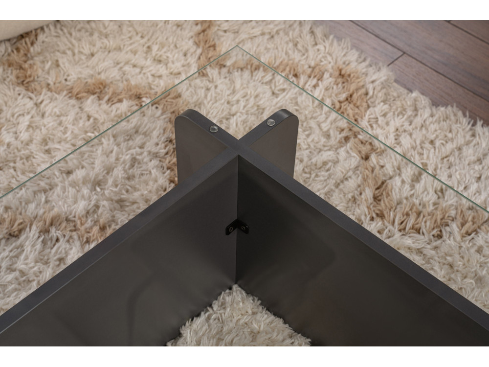 Mesa baja de cristal "Flavio" 105 x 65 x 30 cm - Antracita