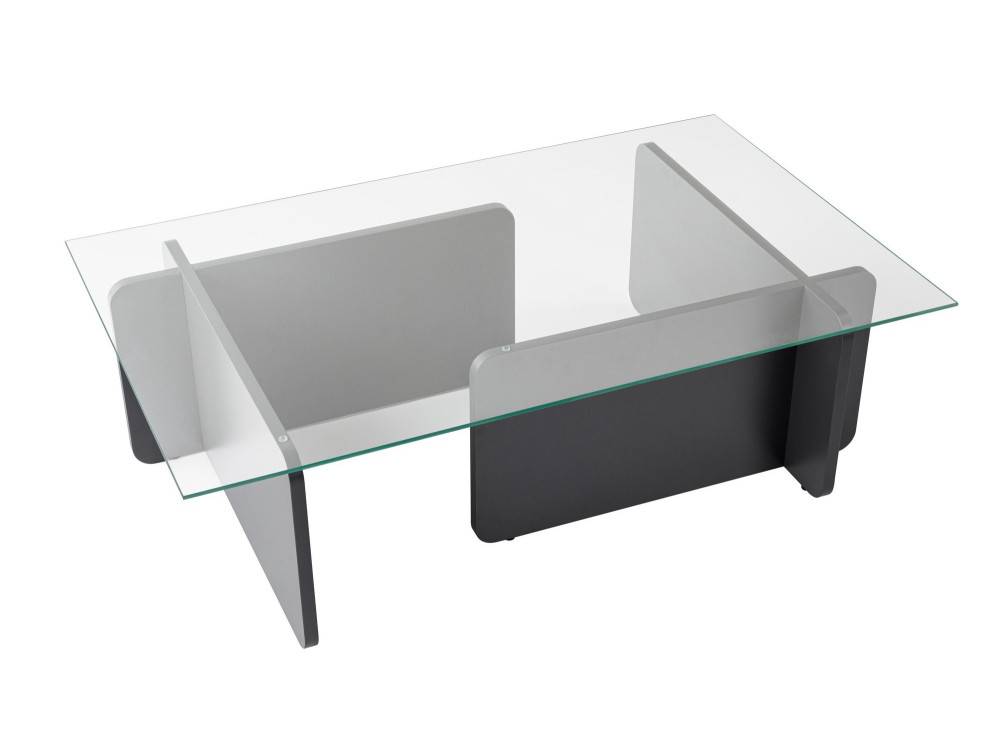 Mesa baja de cristal "Flavio" 105 x 65 x 30 cm - Antracita