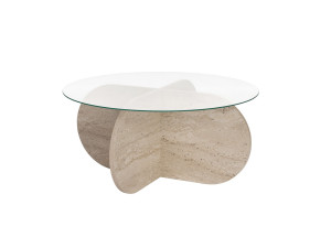 Mesa baja de madera "Aeris" - 75 x 75 x 35 cm - TravertinoTransparente
