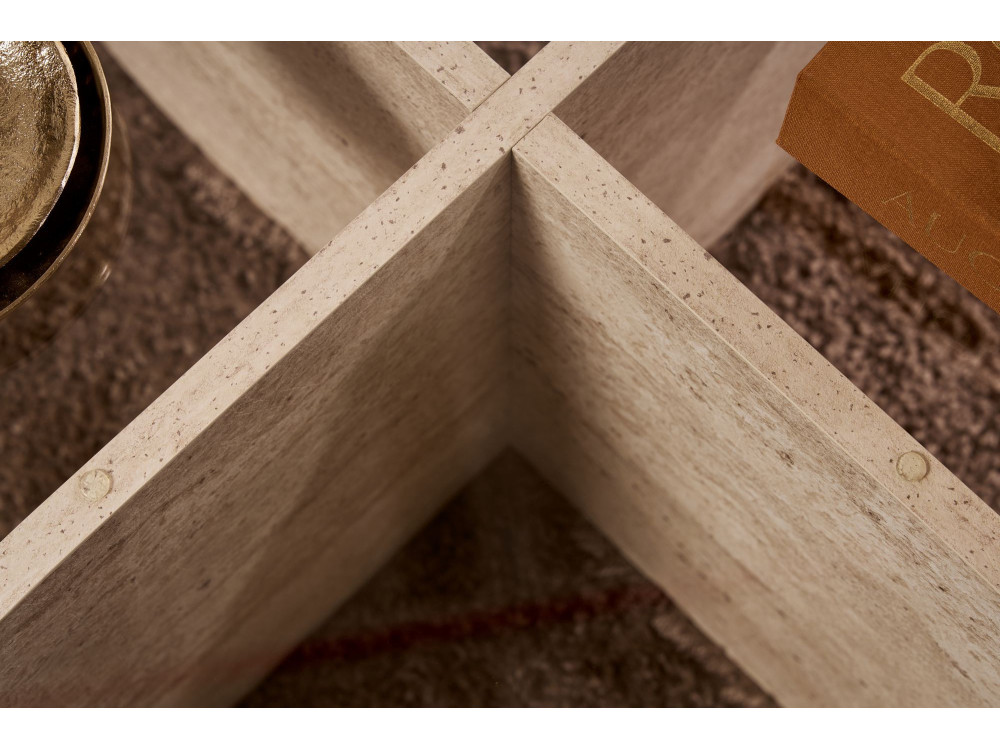 Mesa baja de madera "Aeris" - 75 x 75 x 35 cm - TravertinoTransparente