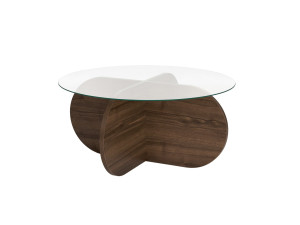 Mesa baja de madera "Aeris" - 75 x 75 x 35 cm - NogalTransparente