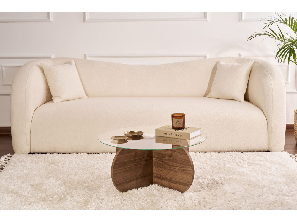 Mesa baja de madera "Aeris" - 75 x 75 x 35 cm - NogalTransparente