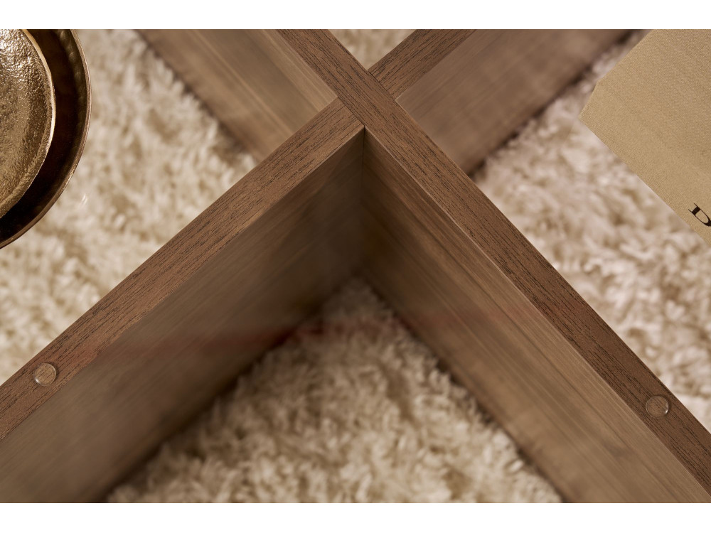 Mesa baja de madera "Aeris" - 75 x 75 x 35 cm - NogalTransparente
