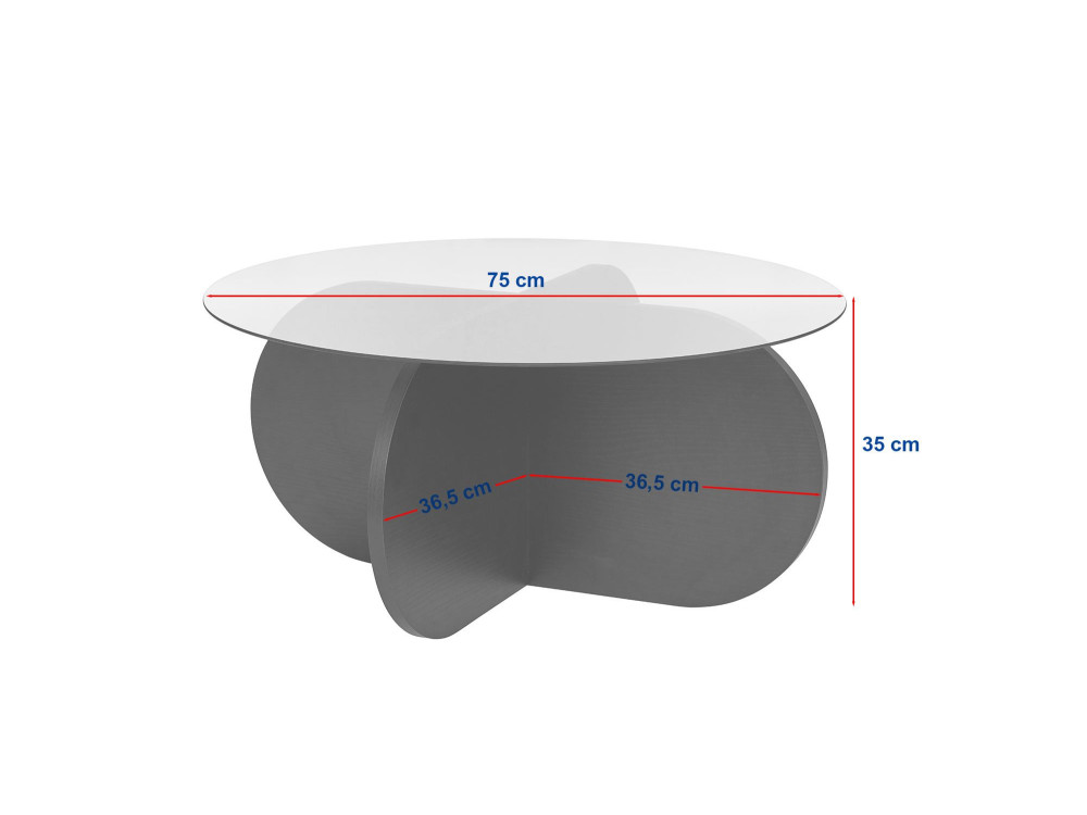 Mesa baja de madera "Aeris" - 75 x 75 x 35 cm - NogalTransparente