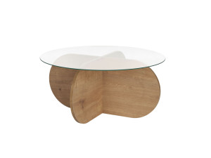 Mesa baja de madera "Aeris" - 75 x 75 x 35 cm - SaphirRoble transparente