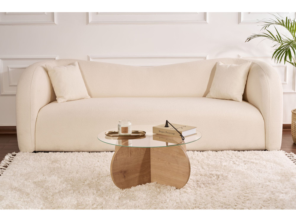 Mesa baja de madera "Aeris" - 75 x 75 x 35 cm - SaphirRoble transparente