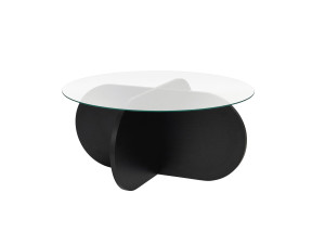 Mesa baja de madera "Aeris" - 75 x 75 x 35 cm - Madera negraTransparente