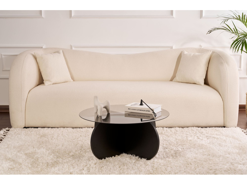 Mesa baja de madera "Aeris" - 75 x 75 x 35 cm - Madera negraTransparente