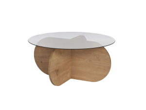 Mesa baja de madera "Aeris" - 75 x 75 x 35 cm - Roble SaphirFumées