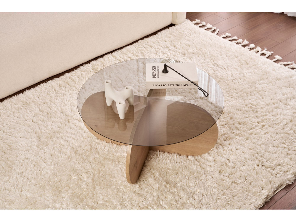 Mesa baja de madera "Aeris" - 75 x 75 x 35 cm - Roble SaphirFumées