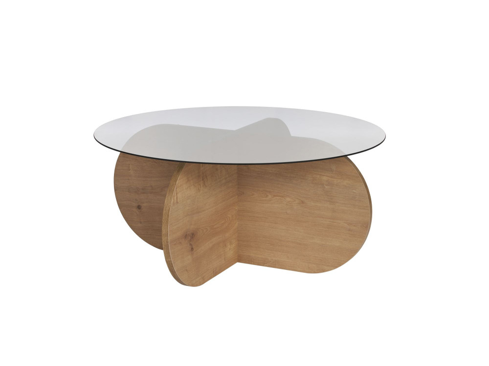 Mesa baja de madera "Aeris" - 75 x 75 x 35 cm - Roble SaphirFumées