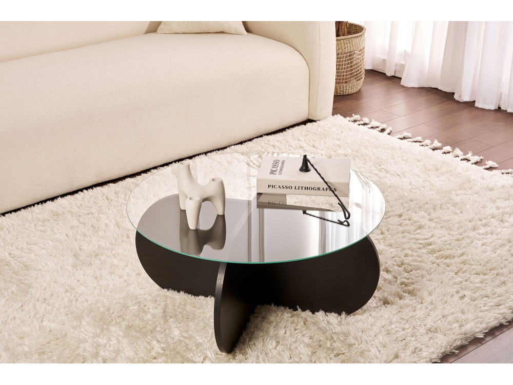 Mesa baja de madera "Aeris" - 75 x 75 x 35 cm - Madera NoirFumée