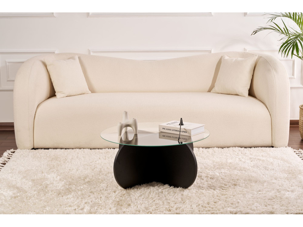 Mesa baja de madera "Aeris" - 75 x 75 x 35 cm - Madera NoirFumée