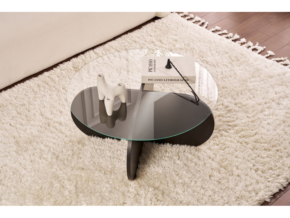 Mesa baja de madera "Aeris" - 75 x 75 x 35 cm - Madera NoirFumée