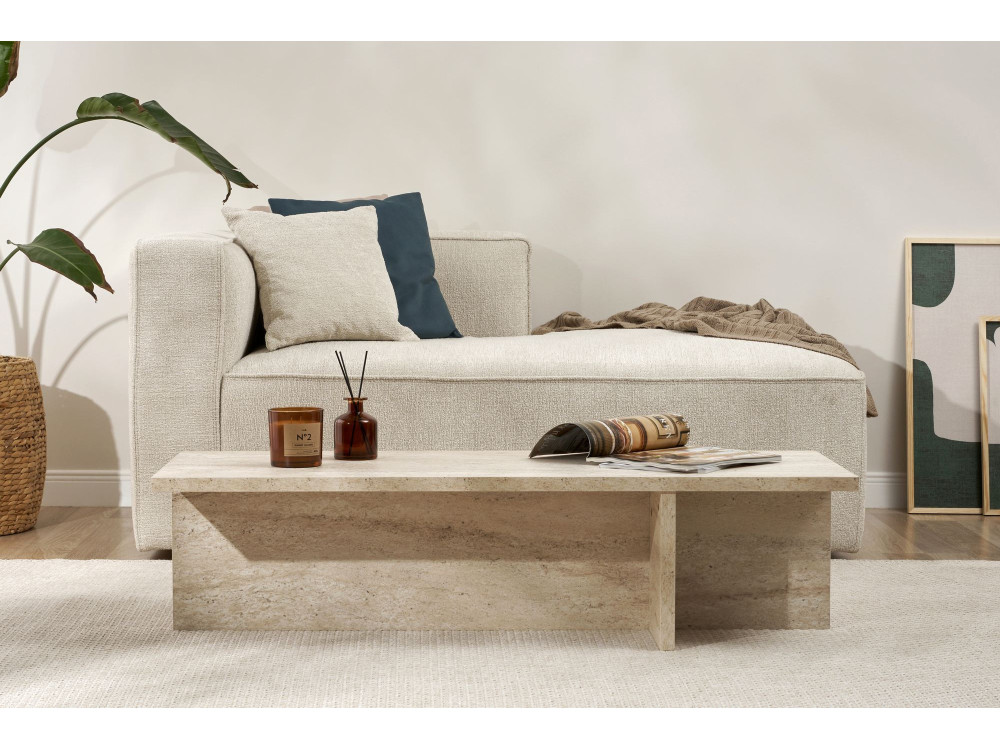 Mesa baja de madera "Harbor" - 120 x 45 x 30 cm - Travertino