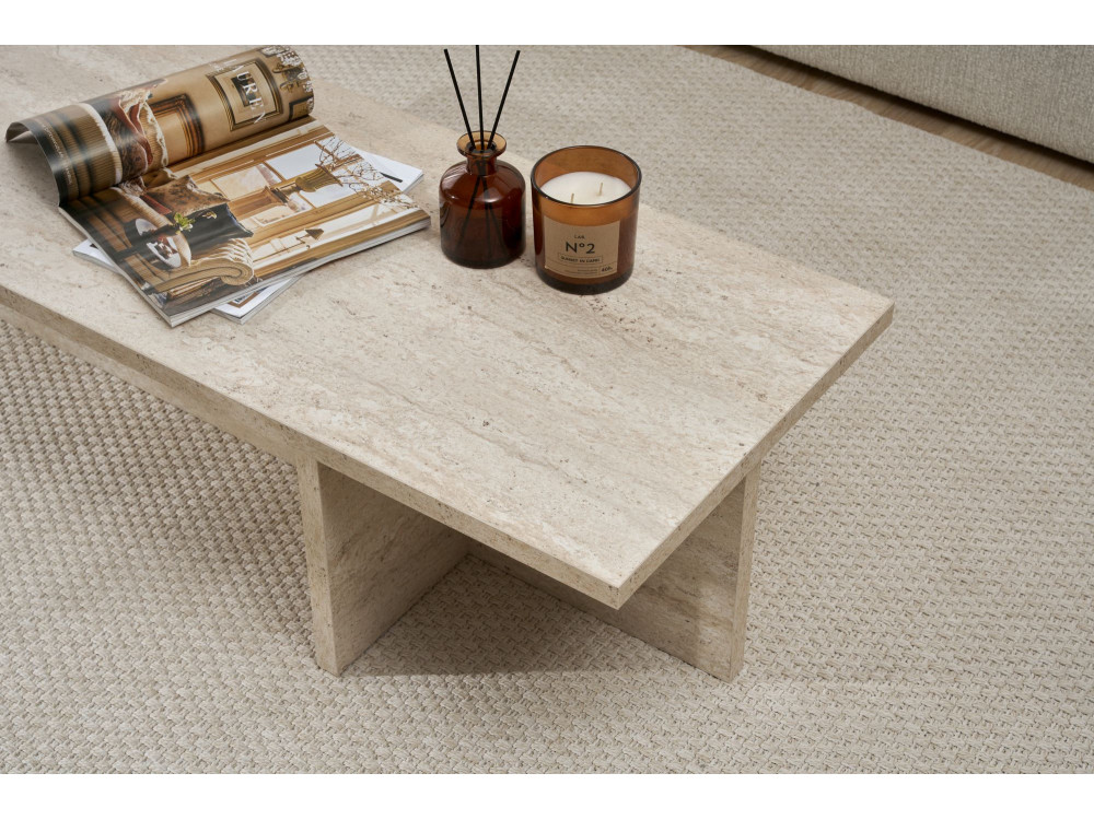Mesa baja de madera "Harbor" - 120 x 45 x 30 cm - Travertino