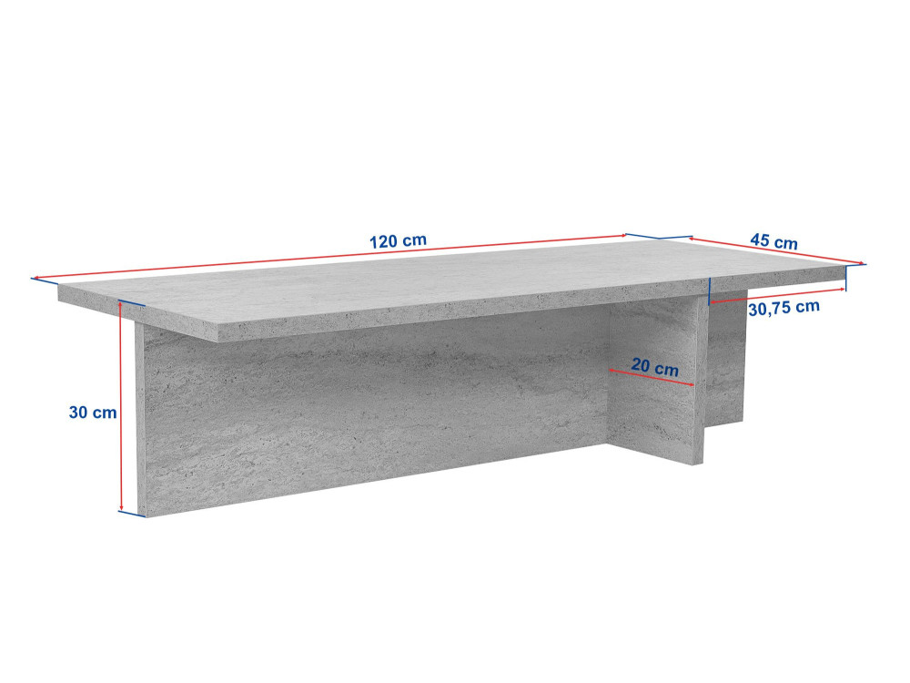 Mesa baja de madera "Harbor" - 120 x 45 x 30 cm - Travertino