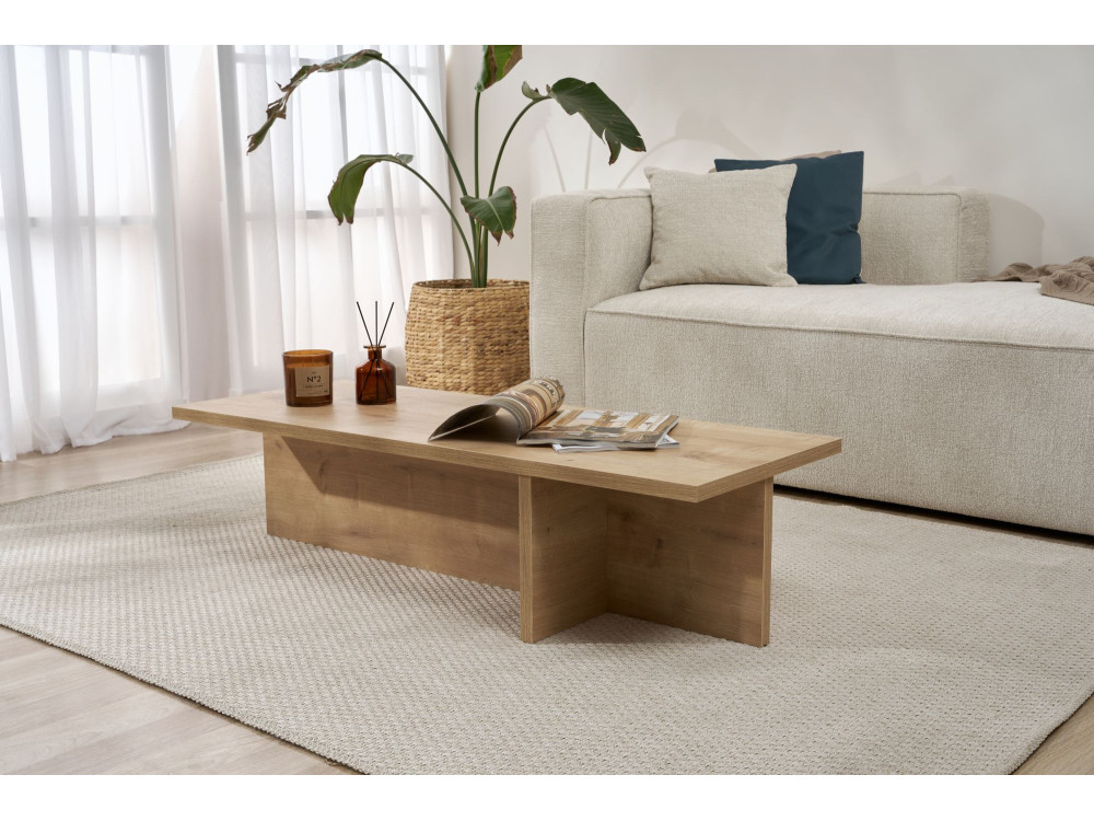 Mesa baja de madera "Harbor" - 120 x 45 x 30 cm - Roble zafiro