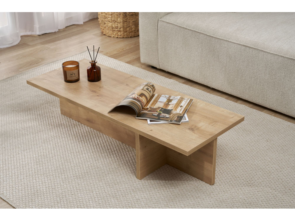 Mesa baja de madera "Harbor" - 120 x 45 x 30 cm - Roble zafiro