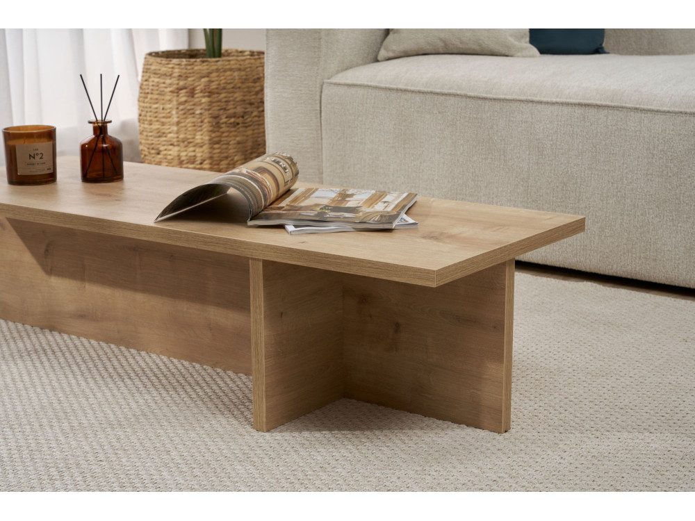 Mesa baja de madera "Harbor" - 120 x 45 x 30 cm - Roble zafiro