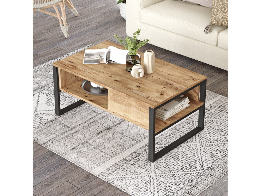 Mesa baja de madera "ML34" - 100 x 59 x 44 cm - Pino Atlántico