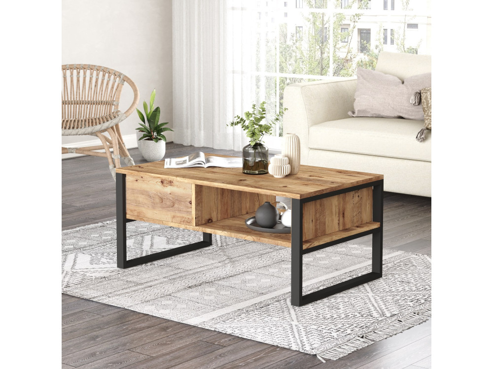 Mesa baja de madera "ML34" - 100 x 59 x 44 cm - Pino Atlántico