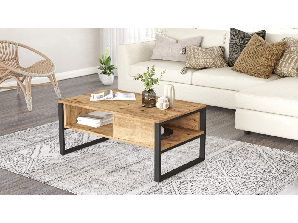 Mesa baja de madera "ML34" - 100 x 59 x 44 cm - Pino Atlántico