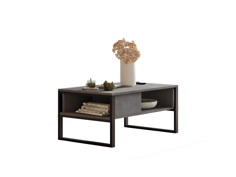Mesa baja de madera "ML34" - 100 x 59 x 44 cm - Plata