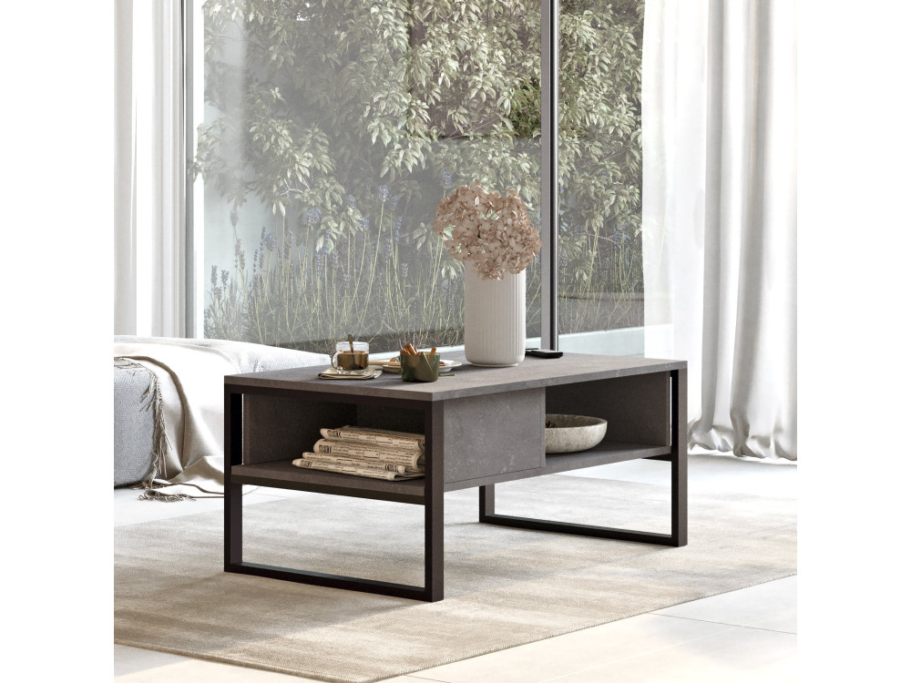 Mesa baja de madera "ML34" - 100 x 59 x 44 cm - Plata