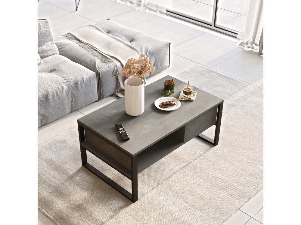 Mesa baja de madera "ML34" - 100 x 59 x 44 cm - Plata