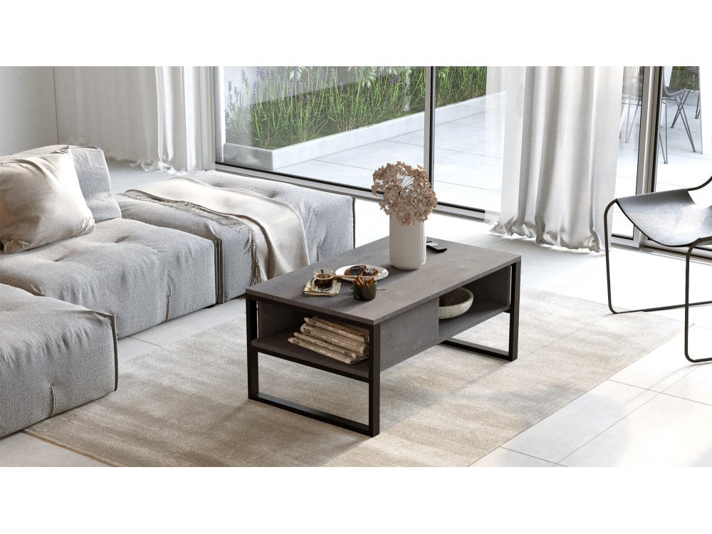Mesa baja de madera "ML34" - 100 x 59 x 44 cm - Plata