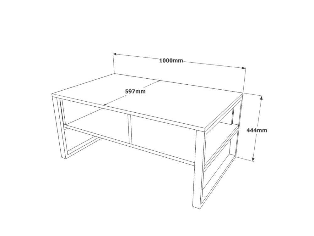 Mesa baja de madera "ML34" - 100 x 59 x 44 cm - Plata