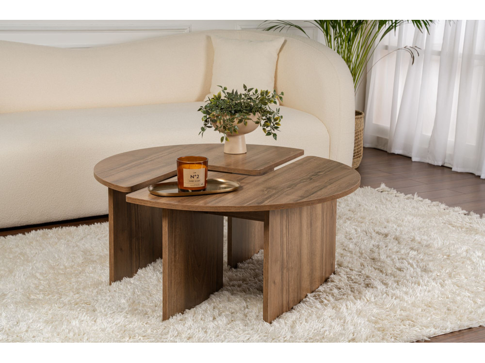Mesa baja de madera "Moira" - 90 x 90 x 41 cm - Nogal