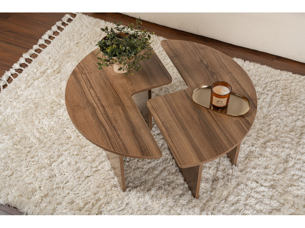 Mesa baja de madera "Moira" - 90 x 90 x 41 cm - Nogal