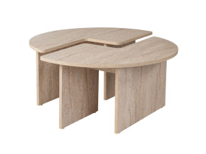 Mesa baja de madera "Moira" - 90 x 90 x 41 cm - Travertino